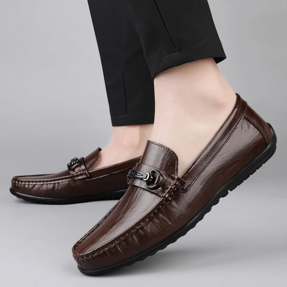 Erkek Deri Ayakkabı - Casual - Slip-on (Siyah)