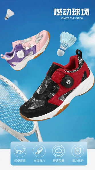 Çocuk Badminton Spor Ayakkabısı (Siyah - Kırmızı-3) - 6