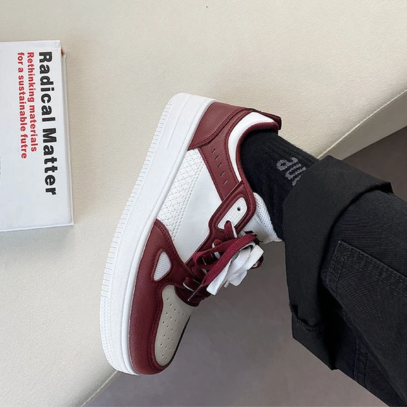 Unisex Kalın Tabanlı Spor Ayakkabı (Kırmızı) - 10