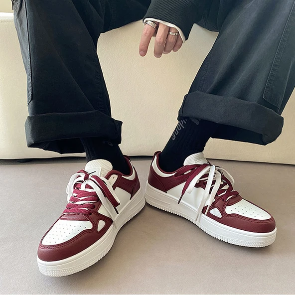 Unisex Kalın Tabanlı Spor Ayakkabı (Kırmızı) - 11