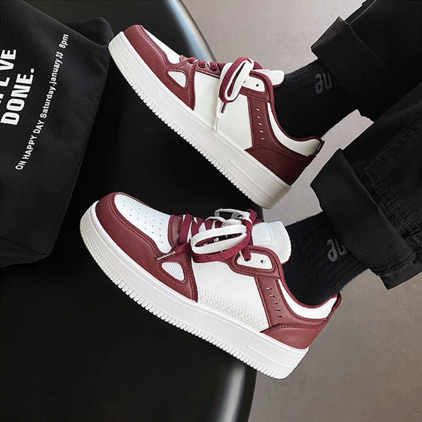 Unisex Kalın Tabanlı Spor Ayakkabı (Kırmızı) - 9