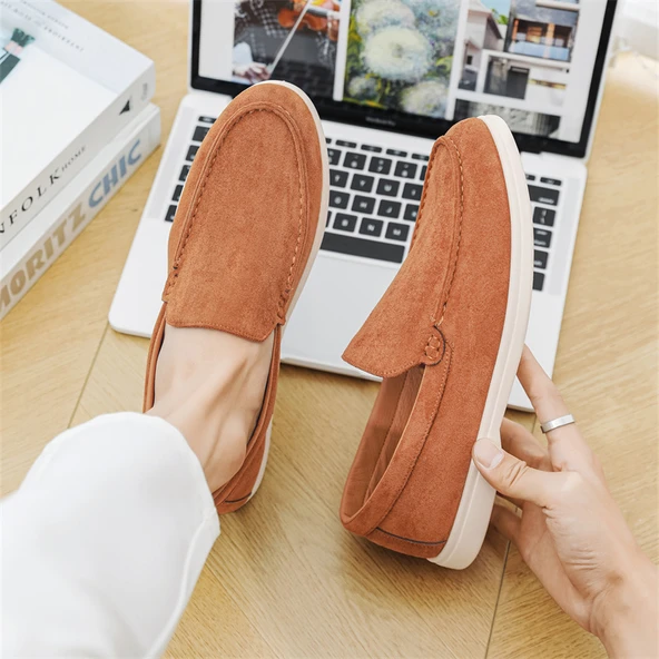 Erkek Süet Loafer Ayakkabı (Kahverengi-1)