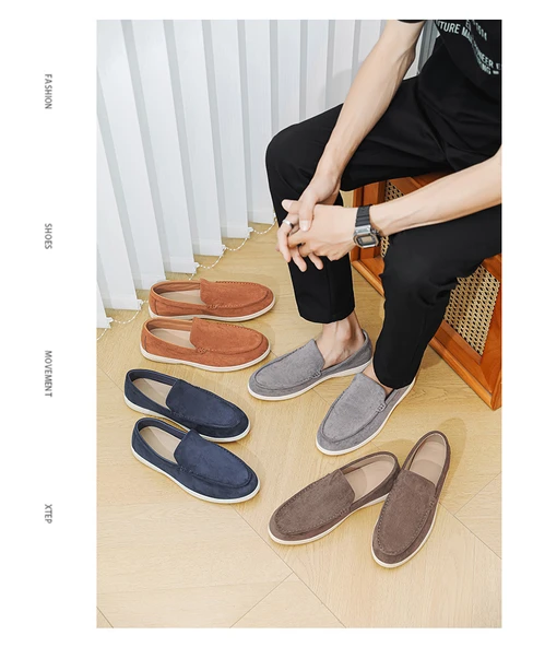 Erkek Süet Loafer Ayakkabı (Açık Gri) - Resim 11