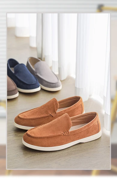 Erkek Süet Loafer Ayakkabı (Açık Gri) - Resim 7