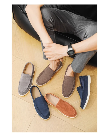 Erkek Süet Loafer Ayakkabı (Açık Gri) - Resim 8