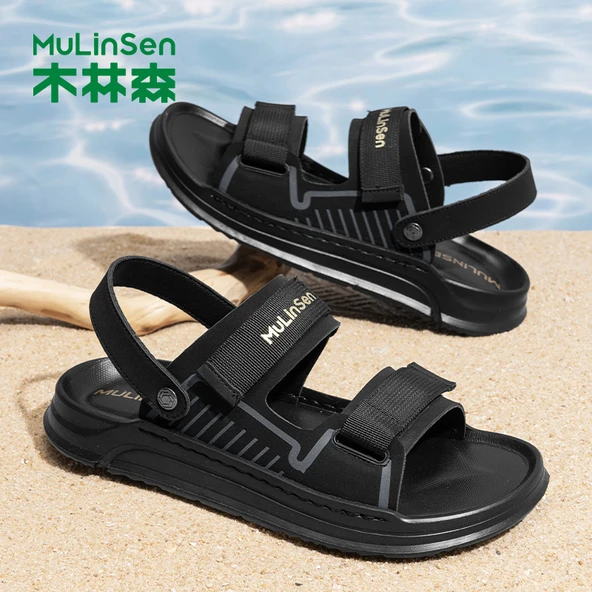 Erkek Yazlık Plaj Sandalet (Siyah) - Resim 7