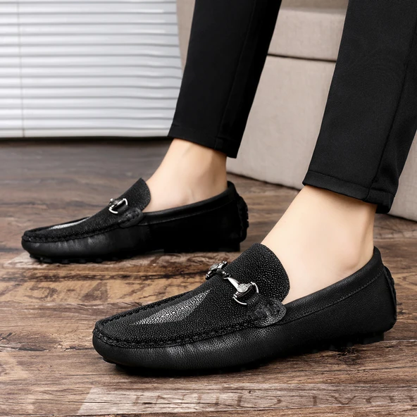 Erkek Deri Loafer Ayakkabı (Siyah)