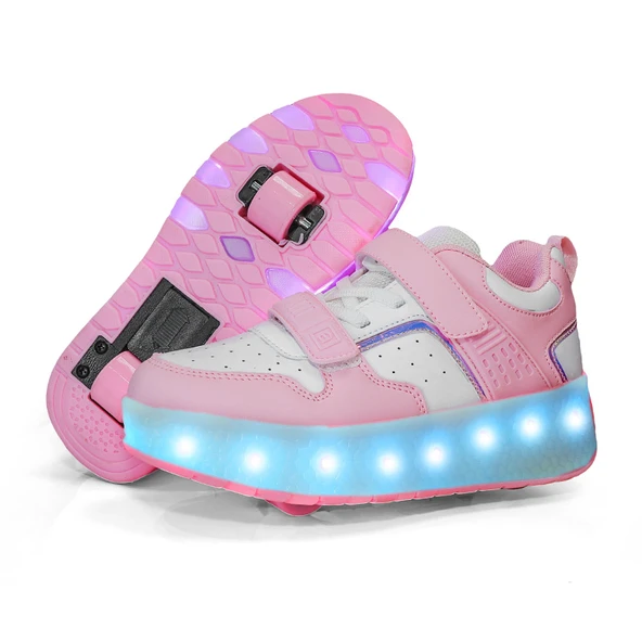 Unisex Çocuk Tekerlekli Spor Ayakkabı (Pembe)