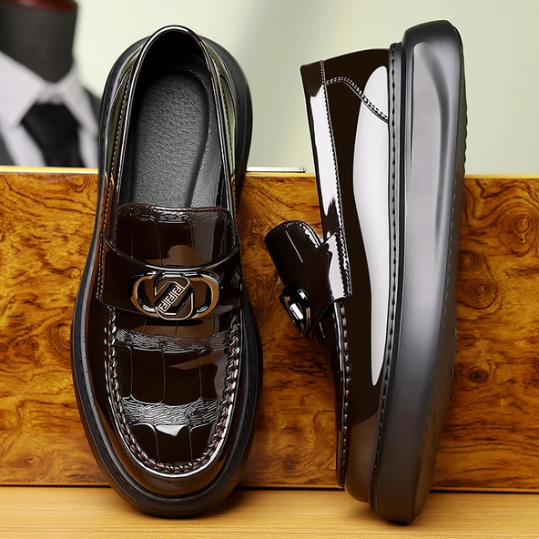 Erkek İş ve Günlük Kullanım Deri Ayakkabı (Kahverengi) - Resim 8