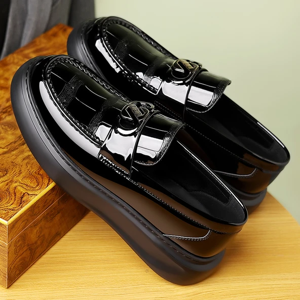 Erkek İş ve Günlük Kullanım Deri Ayakkabı (Kahverengi) - Resim 9