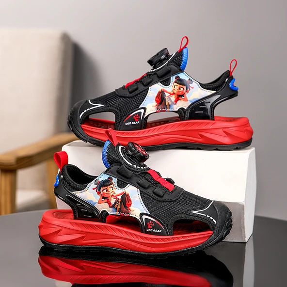 Unisex Çocuk Spor Sandalet (Siyah - Kırmızı)