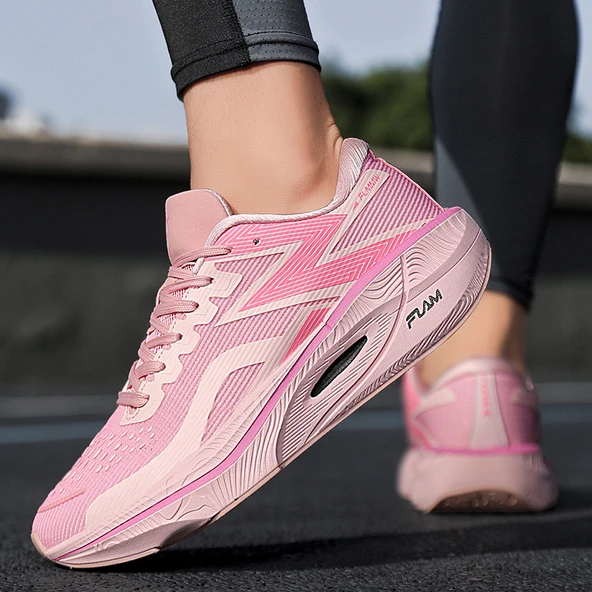 Unisex Karbon Plakalı Koşu Ayakkabısı (Pembe)