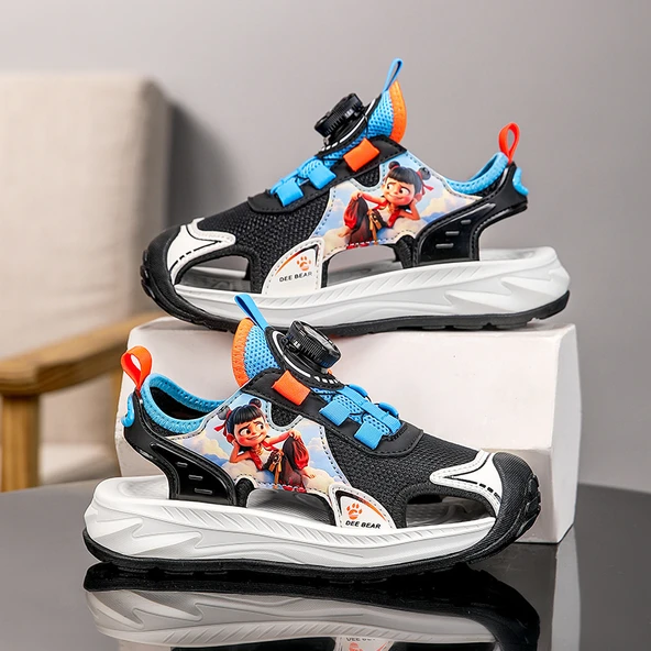 Unisex Çocuk Spor Sandalet (Siyah - Turuncu)