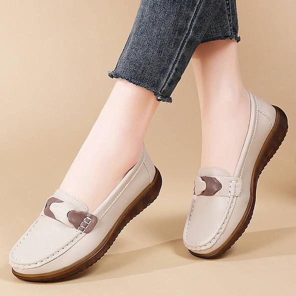 Kadın Günlük Kullanım Loafer Ayakkabı (Bej-1)