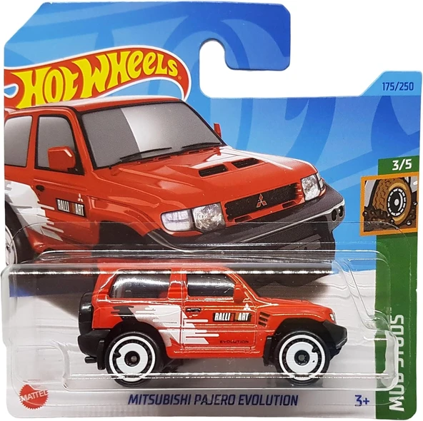 Hot Wheels - Mitsubishi Bajero Evolution - Mud Studs 3/5 - Hkg47 - Short Card - Ralli Art - Kırmızı ürün görseli 1