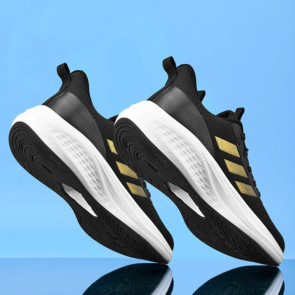 Unisex Karbon Tabanlı Spor Ayakkabı (Siyah - Altın) - 5