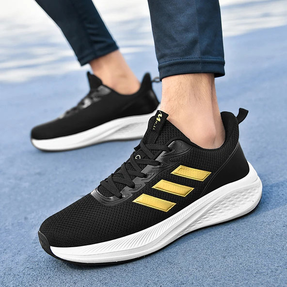 Unisex Karbon Tabanlı Spor Ayakkabı (Siyah - Altın)