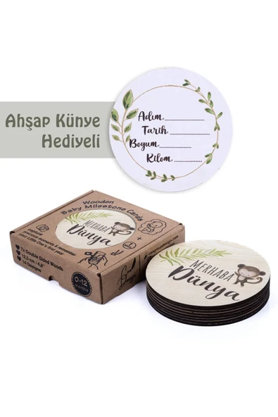 Sevimli Safari Hayvanları ile Ahşap Bebek Fotoğraf Çekim Kartları