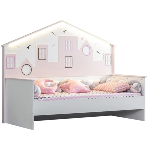 Montessori Karyola, City Panolu Ledli Montessori Yatak - Pembe
