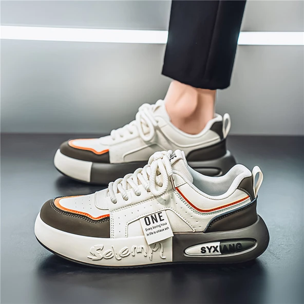 Erkek Günlük Sneaker Ayakkabı (Bej - Yeşil)