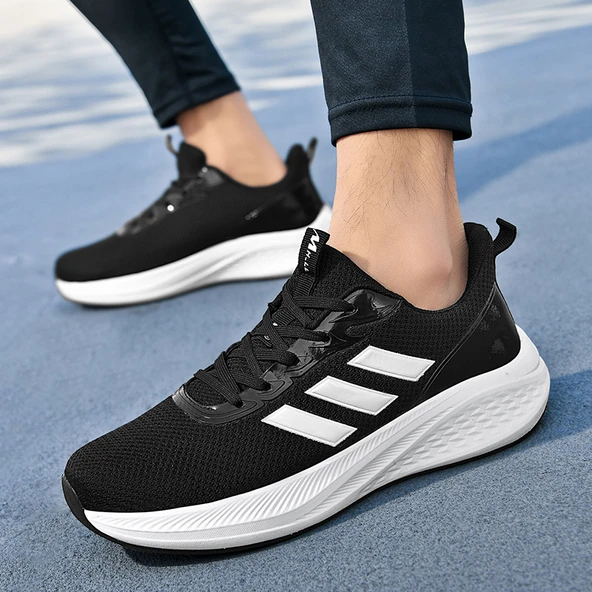 Unisex Karbon Tabanlı Spor Ayakkabı (Siyah - Beyaz)