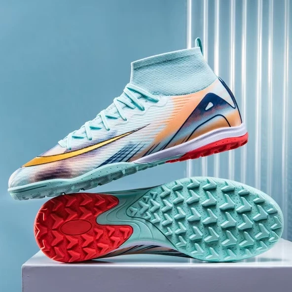 Unisex Çocuk Krampon Futbol Ayakkabısı (Pembe - Siyah Kırık Çiviler-2) - 7