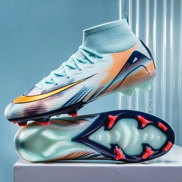 Unisex Çocuk Krampon Futbol Ayakkabısı (Pembe - Siyah Kırık Çiviler-1) - 6