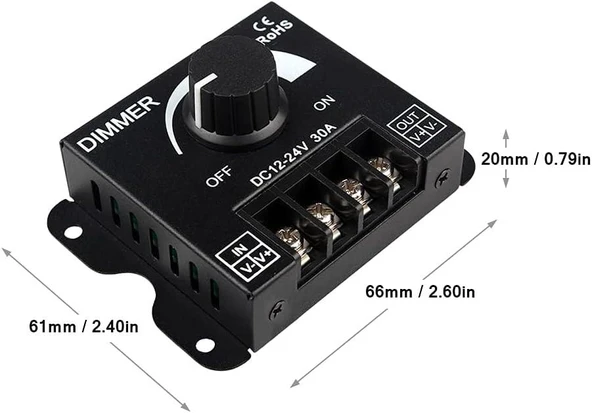 12V/24V Manuel Led Dimmer 30 Amper - 3