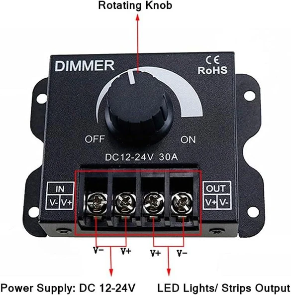 12V/24V Manuel Led Dimmer 30 Amper - 4