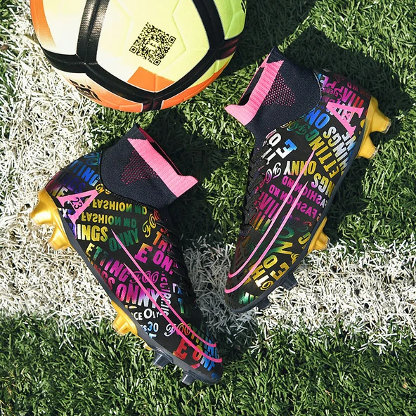 Unisex Yüksek Bilekli Örme Krampon - Halı Saha Futbol Ayakkabısı (Ay Işığı Çivili Ayakkabı) - Resim 9