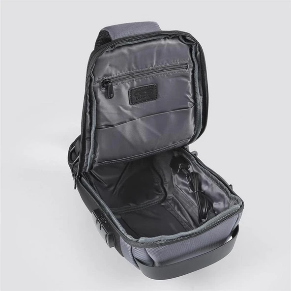 Ççs 51463 Tek Omuz Askılı Sırt ve Göğüs Çantası Gri - Resim 3