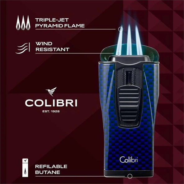 Colibri Monaco Çakmak Puro Çakmağı Mavi - 3