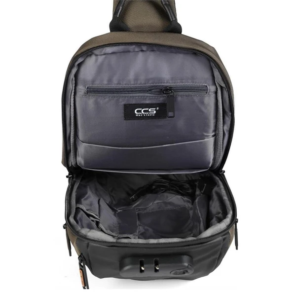 ÇÇS 31300 Usb Çıkışlı Çapraz Sırt ve Göğüs Çantası Yeşil - Resim 6