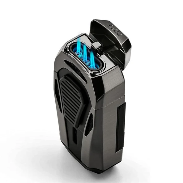 Colibri Boss Üçlü Jet Çakmak Puro Çakmağı Kesicili Siyah - 1