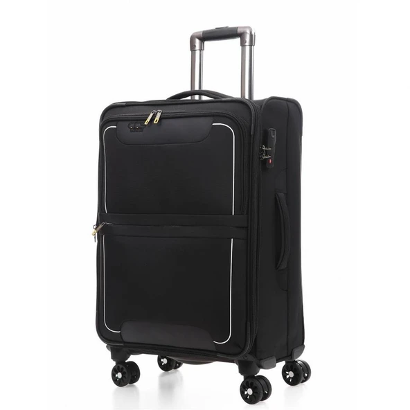 ÇÇS 650 Kumaş Valiz Orta Boy Siyah - Resim 5