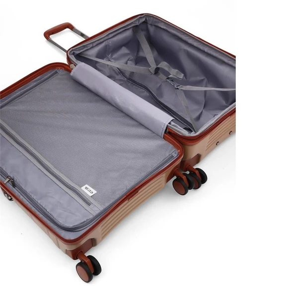 ÇÇS 5238 Lüx 3 Lü Valiz Seti Kahve - 8
