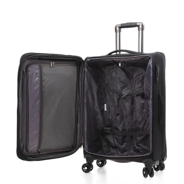 ÇÇS 650 Kumaş Valiz Orta Boy Siyah - Resim 9