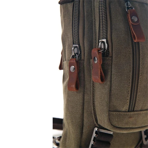 Ççs London 31184 Kanvas Çapraz Omuz Çantası Yeşil - Resim 4