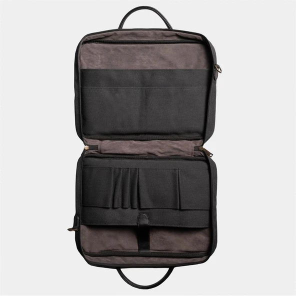 Retro Kanvas 35X23 Evrak ve Laptop Çantası 13 İnç Siyah - 2