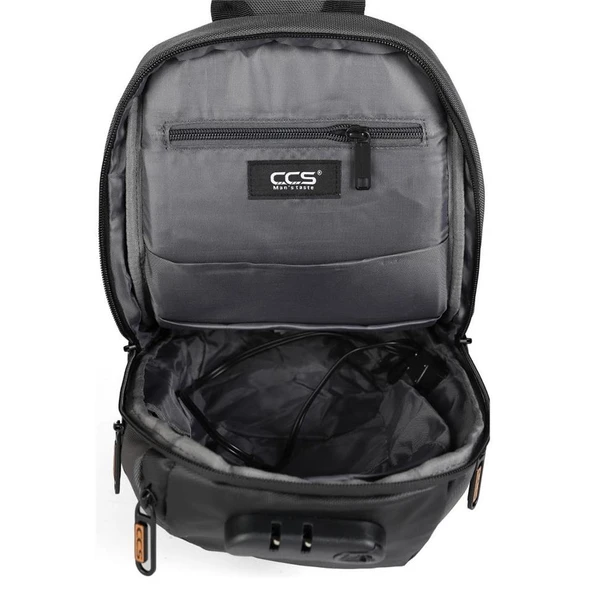 ÇÇS 31300 Usb Çıkışlı Çapraz Sırt ve Göğüs Çantası Gri - Resim 4