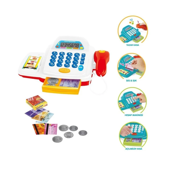 HUA-66109 Işıklı Sesli Yazar Kasa -Vardem Oyuncak - 3