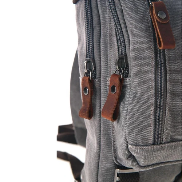 Ççs London 31184 Kanvas Çapraz Omuz Çantası Gri - Resim 5