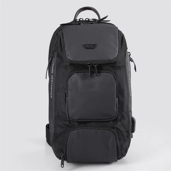 Ççs 51461 Tek Omuz Askılı Sırt ve Göğüs Çantası Siyah - Resim 4