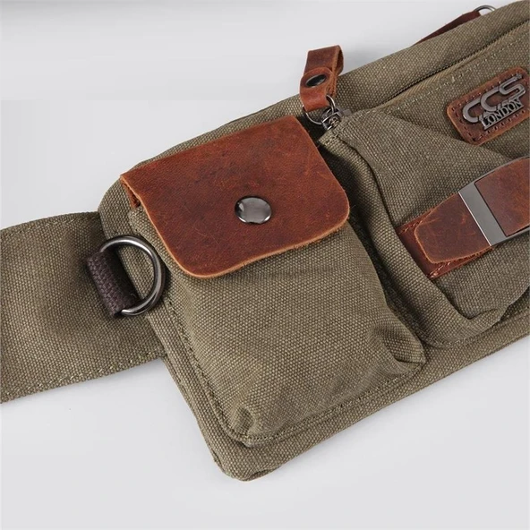 Ççs London 31459 Kanvas Bel Çantası Yeşil - 6