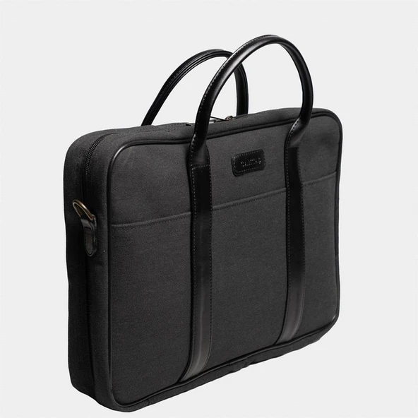 Retro Kanvas 35X23 Evrak ve Laptop Çantası 13 İnç Siyah - 4