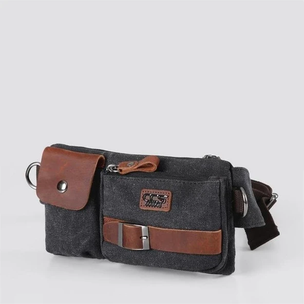 Ççs London 31459 Kanvas Bel Çantası Siyah - Resim 6