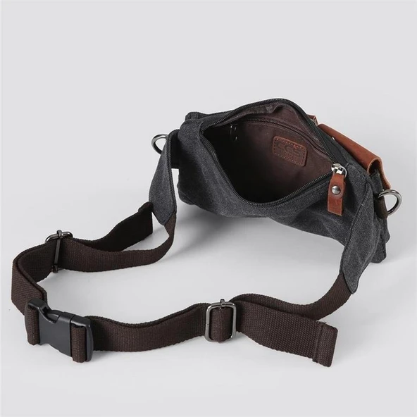 Ççs London 31459 Kanvas Bel Çantası Siyah - Resim 5