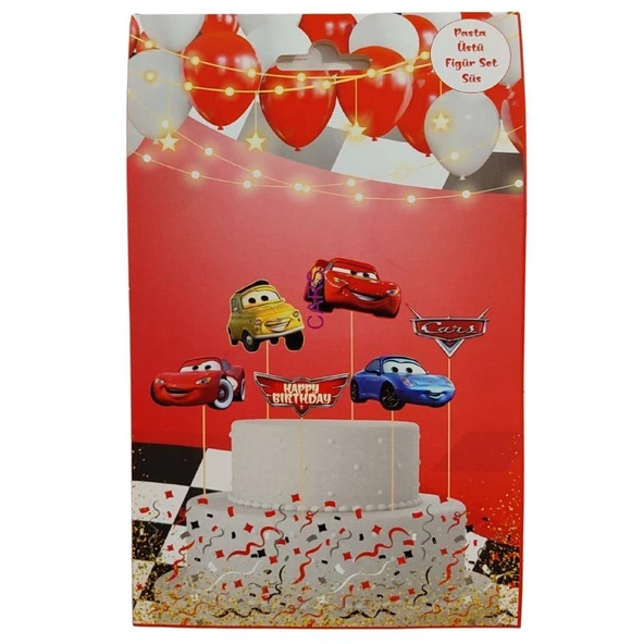 Cars (Şimşek Mcqueen) Temalı Karton Pasta Süsü