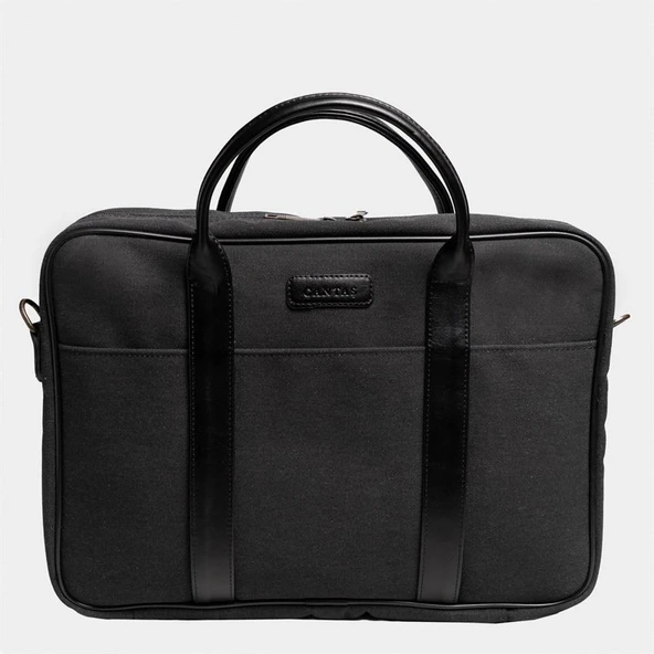 Retro Kanvas 35X23 Evrak ve Laptop Çantası 13 İnç Siyah