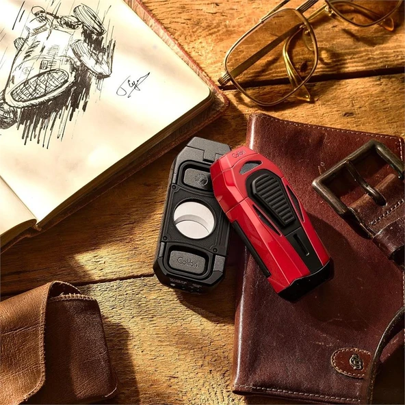 Colibri Boss Üçlü Jet Çakmak Puro Çakmağı Kesicili Siyah - 8